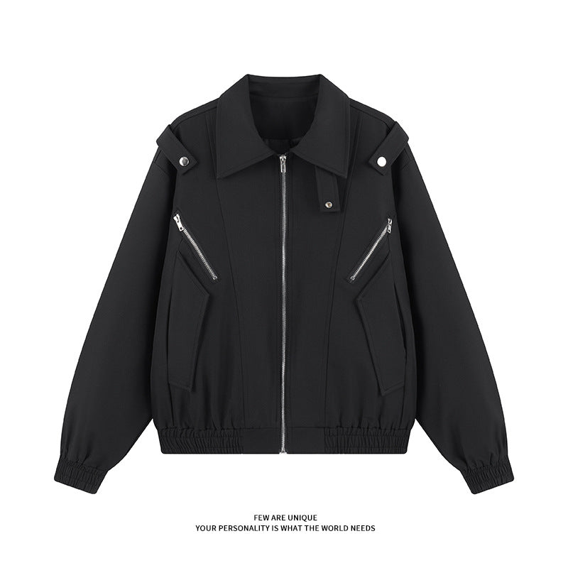 Damen stylische Windjacke mit funktionalen Reißverschlusstaschen und elastischen Bündchen Drune