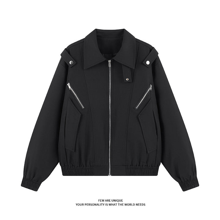 Damen stylische Windjacke mit funktionalen Reißverschlusstaschen und elastischen Bündchen Drune