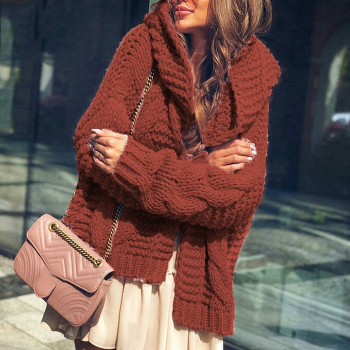 Damen Grobstrickjacke mit voluminösen Ärmeln und modernem Design Drune