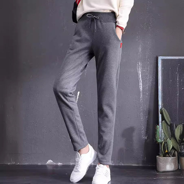 Damen nan gefütterte Thermo-Jogginghose mit Teddyfutter, elastischem Bund und Kordelzug Drune