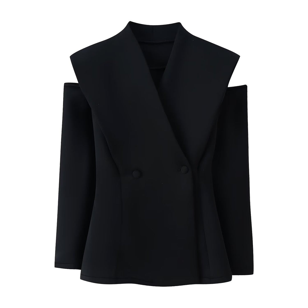 Damen elegante Blazerjacke mit modernem Schnitt und außergewöhnlichem Kragen Drune