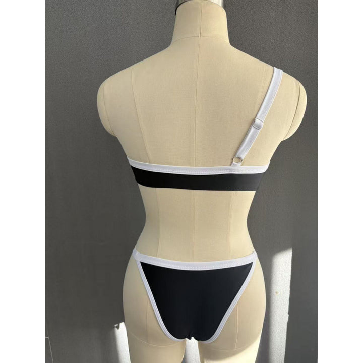Damen Einseitiger Bikini mit modischem Kontrast und sportlichem Design Drune