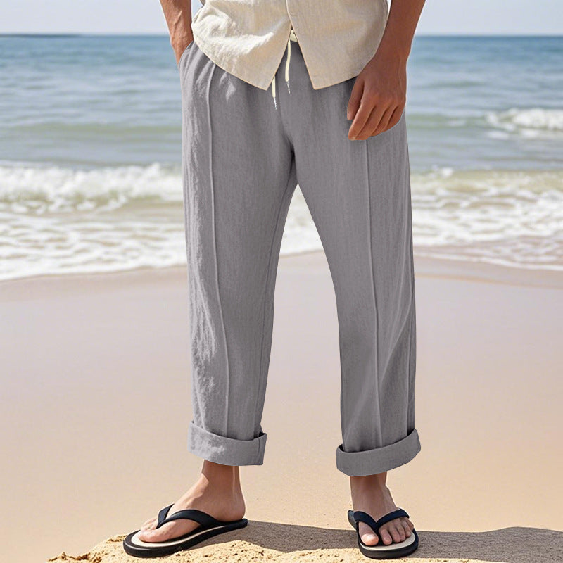 Herren lässige Strandhose mit verstellbarem Kordelzug und atmungsaktivem Material Drune