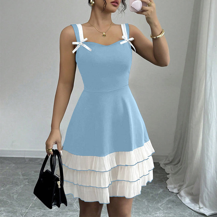 Damen Sommerkleid mit Rüschen und dekorativen Trägern Drune