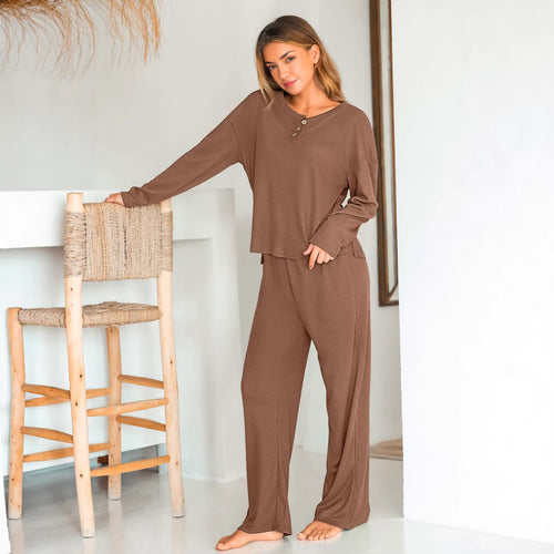 Damen gemütliches Waffel-Pyjama-Set Drune