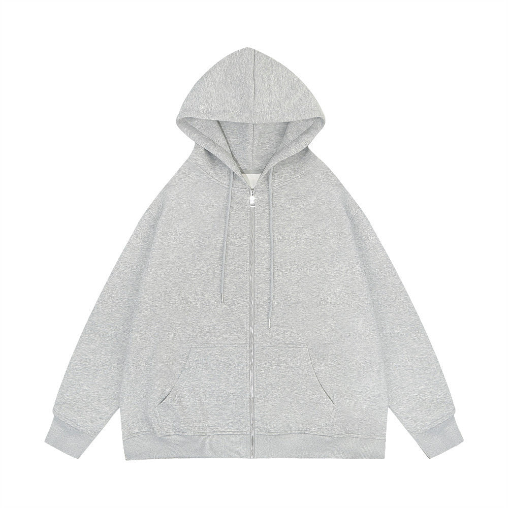 Unisex nan lässige Kapuzenjacke mit robustem Metall-Reißverschluss doppellagiger Kapuze und tiefen Känguru-Eingrifftaschen Drune