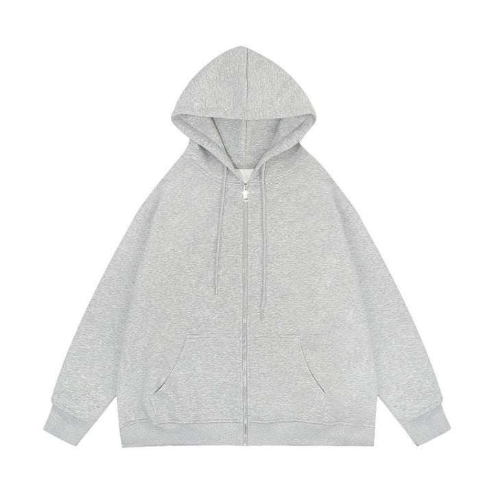 Unisex nan lässige Kapuzenjacke mit robustem Metall-Reißverschluss doppellagiger Kapuze und tiefen Känguru-Eingrifftaschen Drune