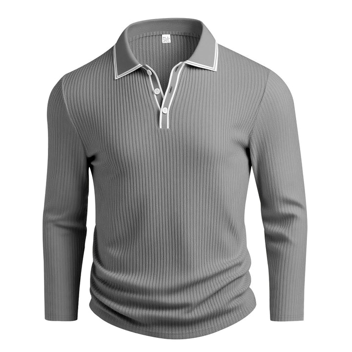 Herren Langarm-Polohemd mit strukturiertem Design Drune