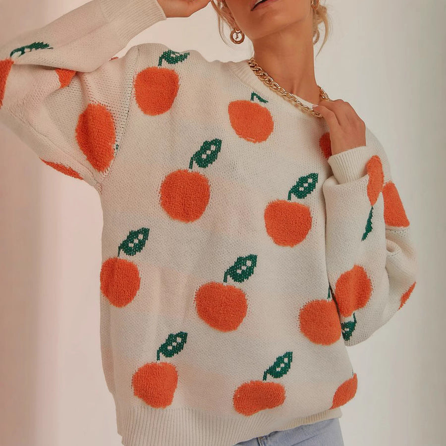 Damen Strickpullover mit verspieltem Obstdesign Drune