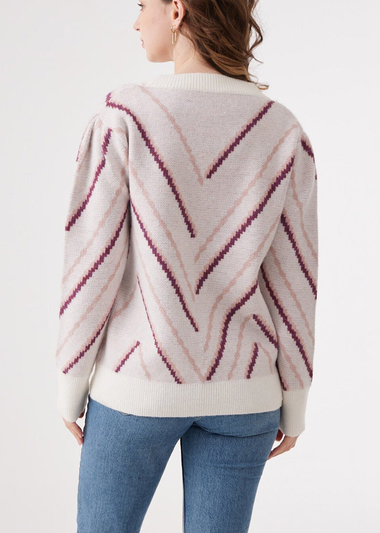 Damen Strickpullover mit modernen Chevron-Mustern und weichem Material Drune