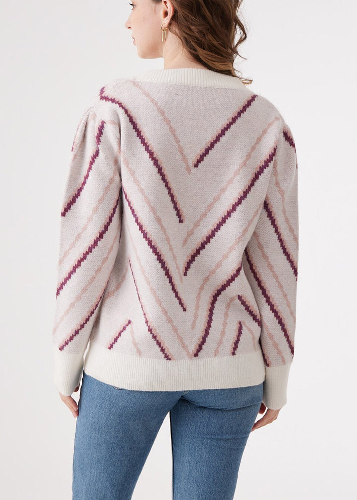Damen Strickpullover mit modernen Chevron-Mustern und weichem Material Drune