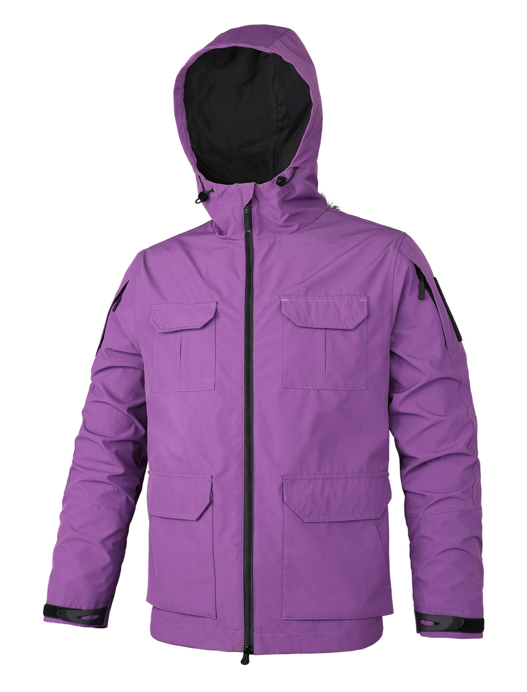 Herren  Kapuzen wasserabweisende Feldjacke mit mehreren Taschen mit Klappe und verstellbarem Zugkordel Drune