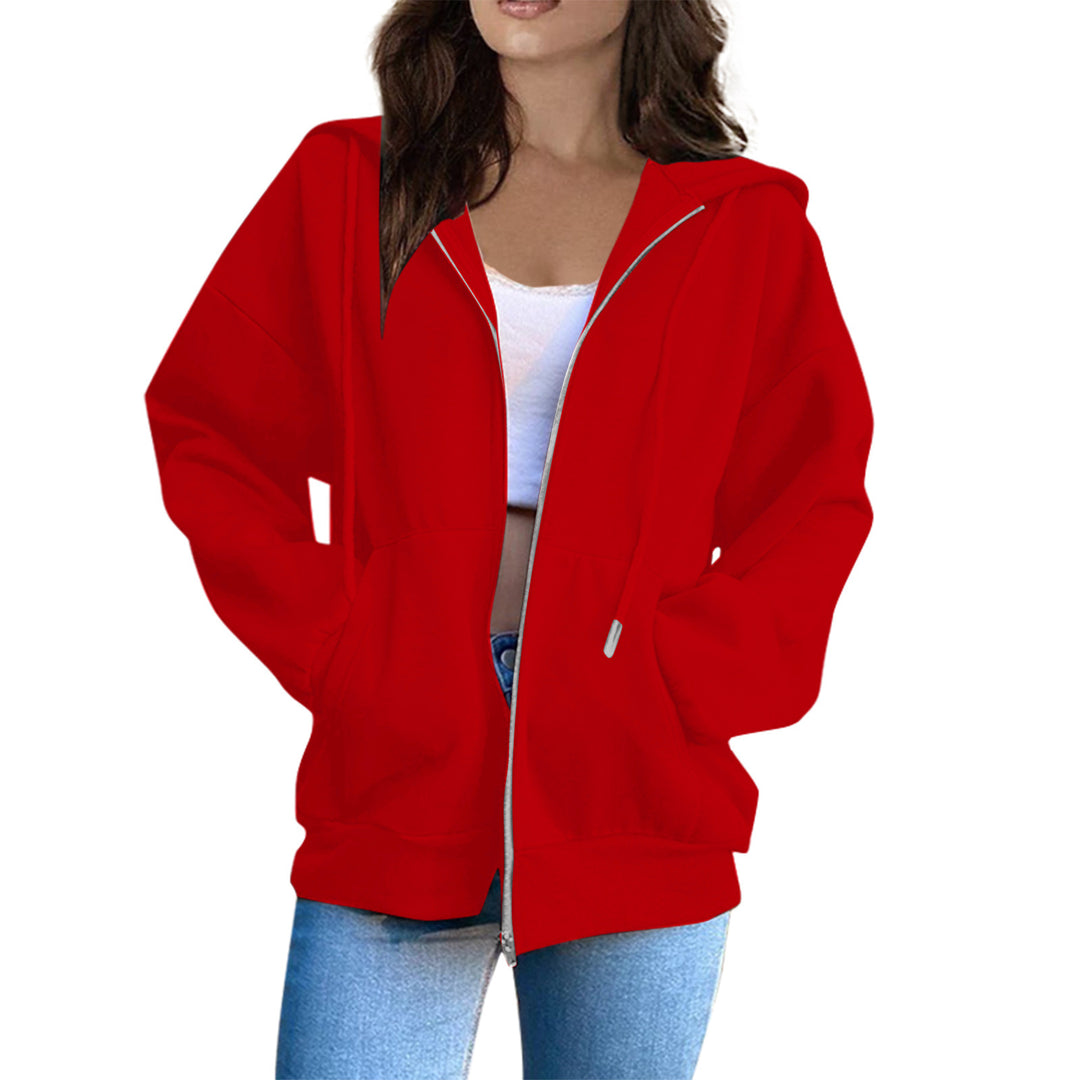 Damen Oversized Kapuzenjacke mit durchgehendem Reißverschluss und praktischen Taschen Drune