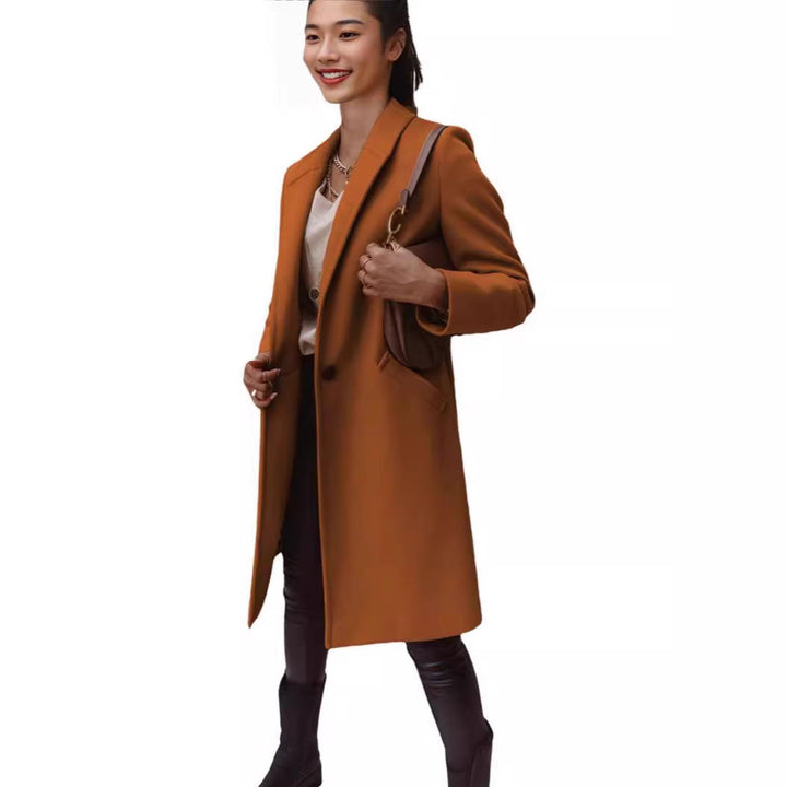 Damen Eleganter und hochwertiger Wollmantel mit schmalem Schnitt Drune