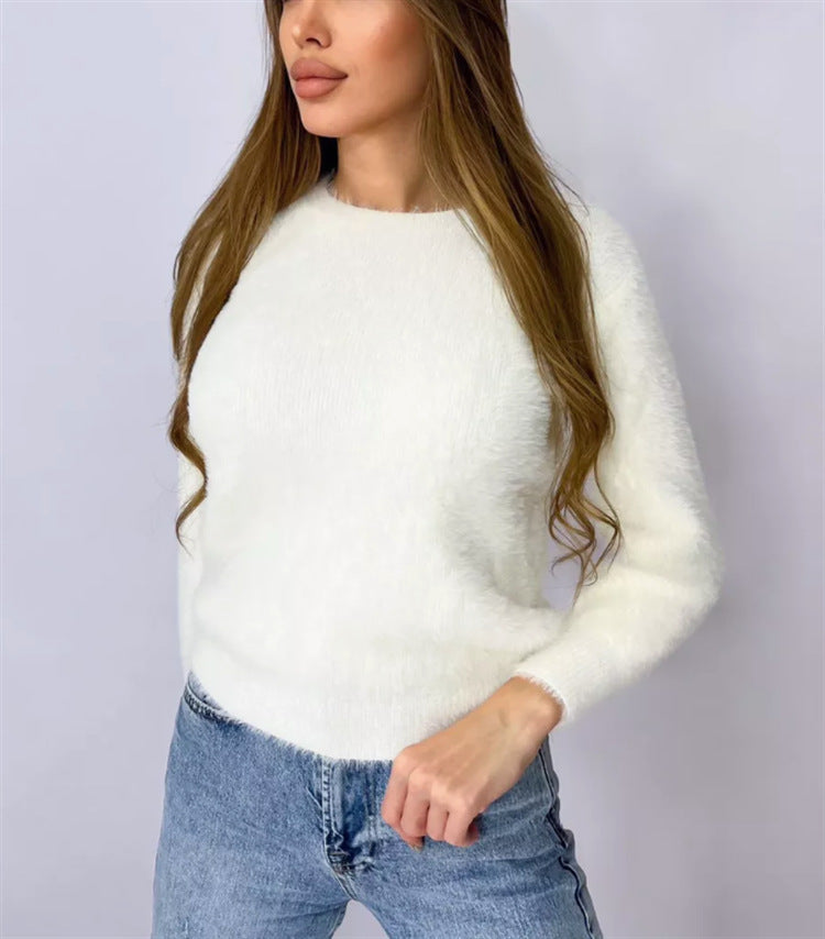 Damen Flauschiger Modischer Pullover Drune