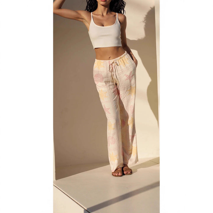 Damen bequeme Schlafhose mit maritimem Muster Drune