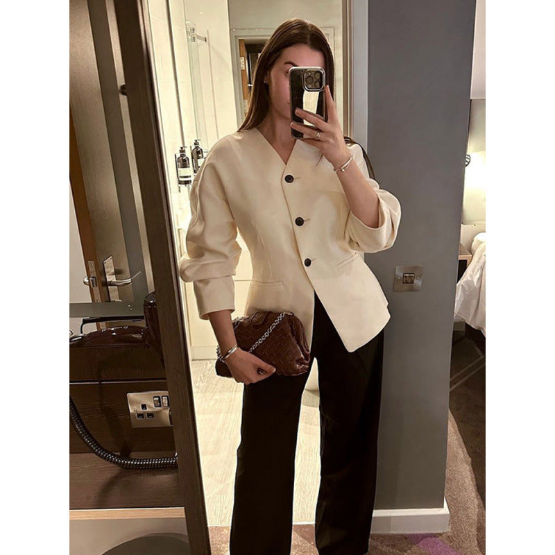 Damen Couture Blazer mit voluminösen Ärmeln und abgerundetem Kragen Drune