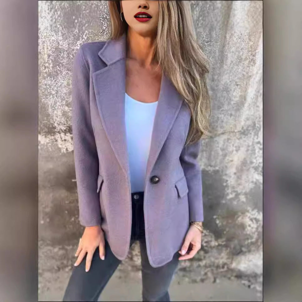 Damen elegante Blazerjacke aus weichem Fleece Drune