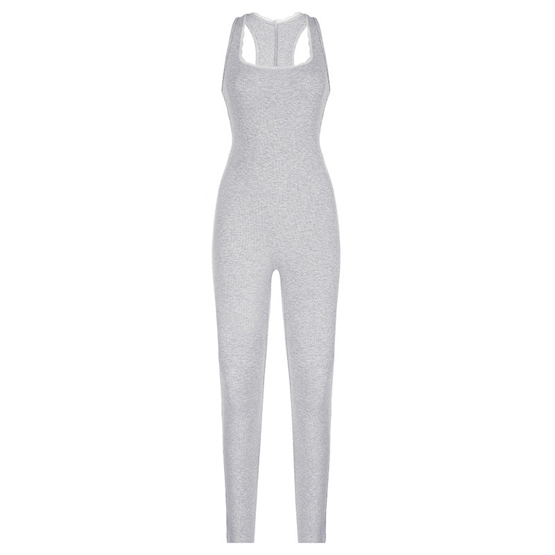 Damen figurbetontes Jumpsuit mit schmalen Trägern und glattem Finish Drune