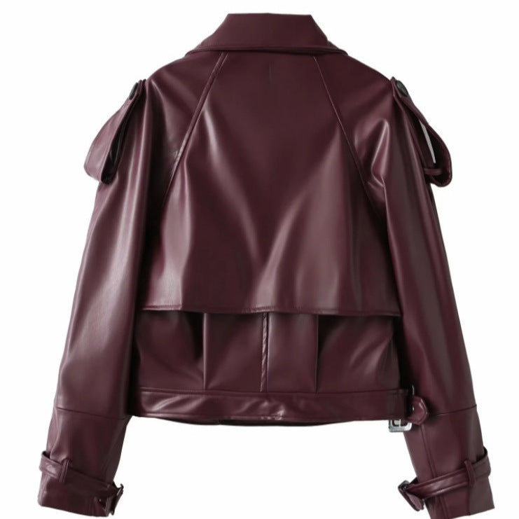 Damen Bikerjacke aus hochwertigem Kunstleder mit asymmetrischem Reißverschluss Drune