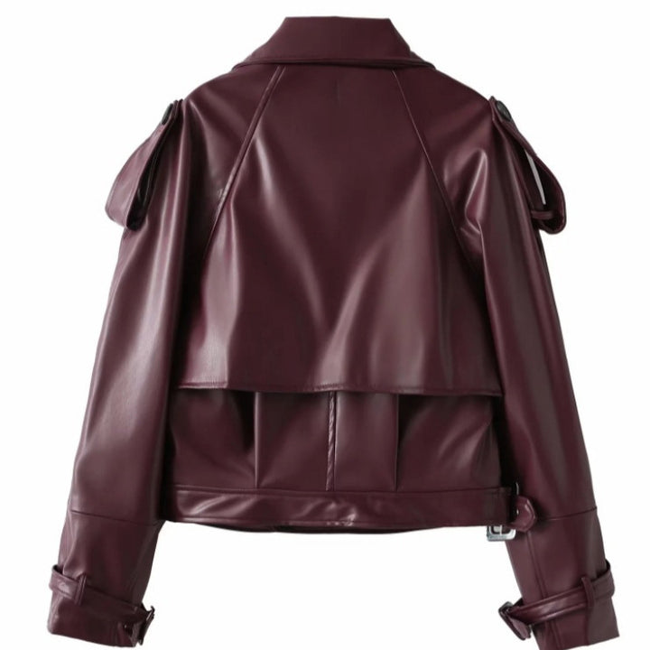Damen Bikerjacke aus hochwertigem Kunstleder mit asymmetrischem Reißverschluss Drune
