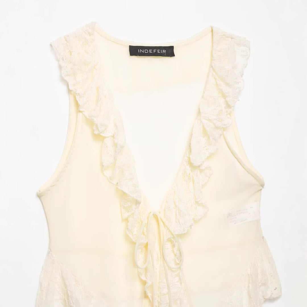 Damen Rüschenbluse mit Spitzenverzierung Drune