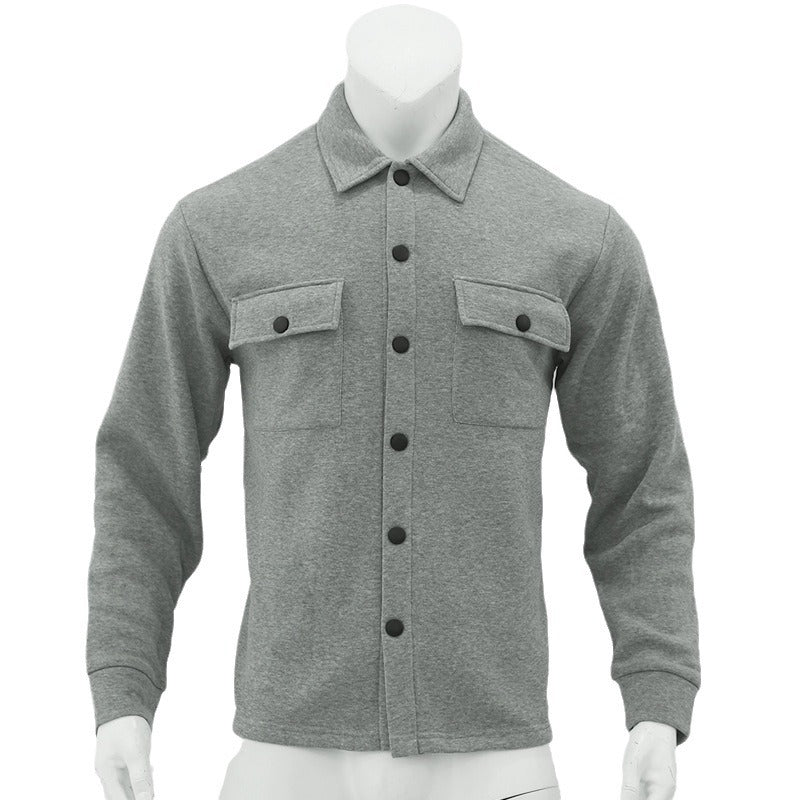 Herren nan utility Shacket mit Druckknopf-Verschluss, aufgesetzten Brusttaschen und gerippten Bündchen Drune