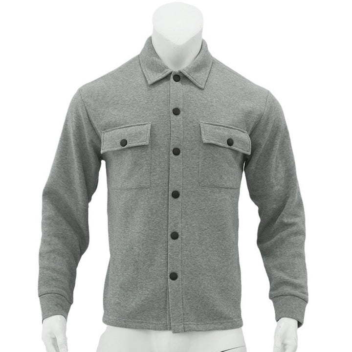 Herren nan utility Shacket mit Druckknopf-Verschluss, aufgesetzten Brusttaschen und gerippten Bündchen Drune