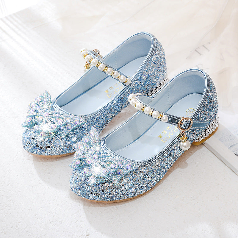 Mädchen Glitzernde Ballerinas mit dekorativen Strass- und Perlenschleifen Drune