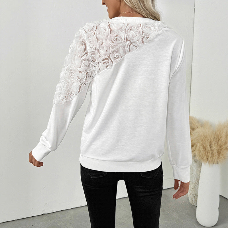 Damen Sweatshirt mit romantischen Blumenakzenten Drune