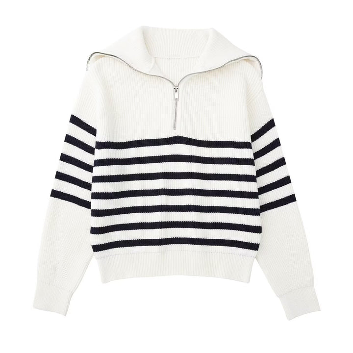 Damen Strickpullover mit hohem Kragen und Reißverschluss Drune