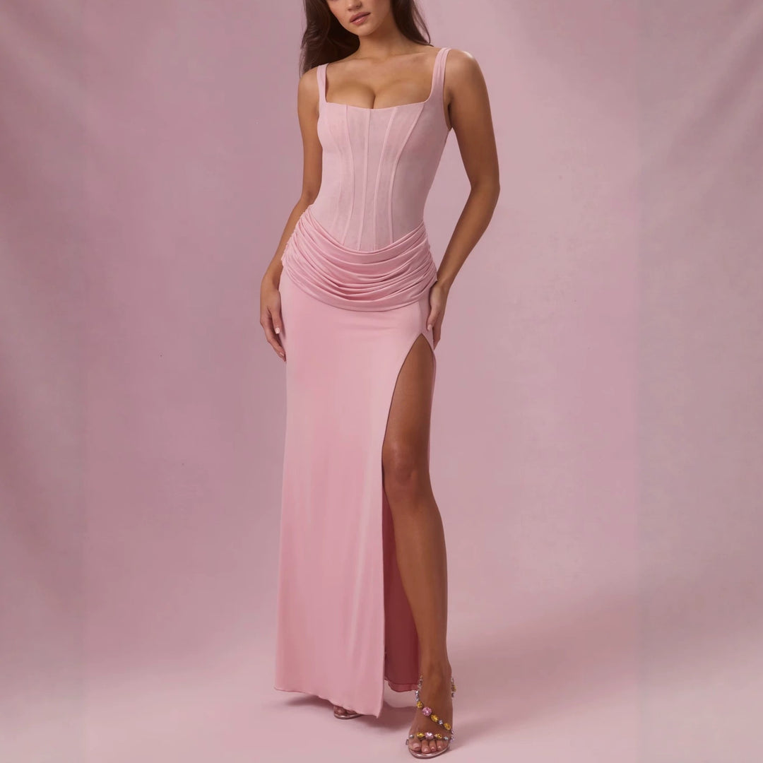 Damen Charmantes Maxikleid mit strukturierter Corsage und hohem Schlitz Drune