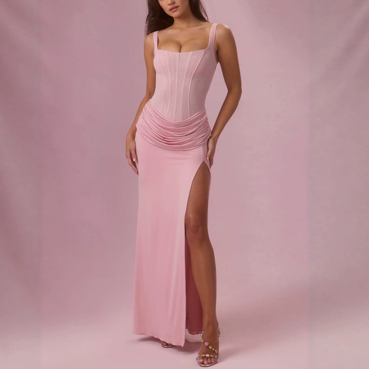 Damen Charmantes Maxikleid mit strukturierter Corsage und hohem Schlitz Drune