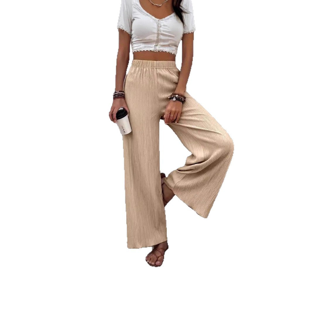 Damen weite Lounge-Hose mit elastischem Bund und Plissees Drune