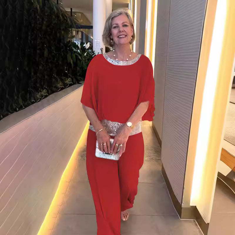 Damen eleganter Jumpsuit mit geschmeidigem Schnitt und funkelndem Taillengürtel Drune