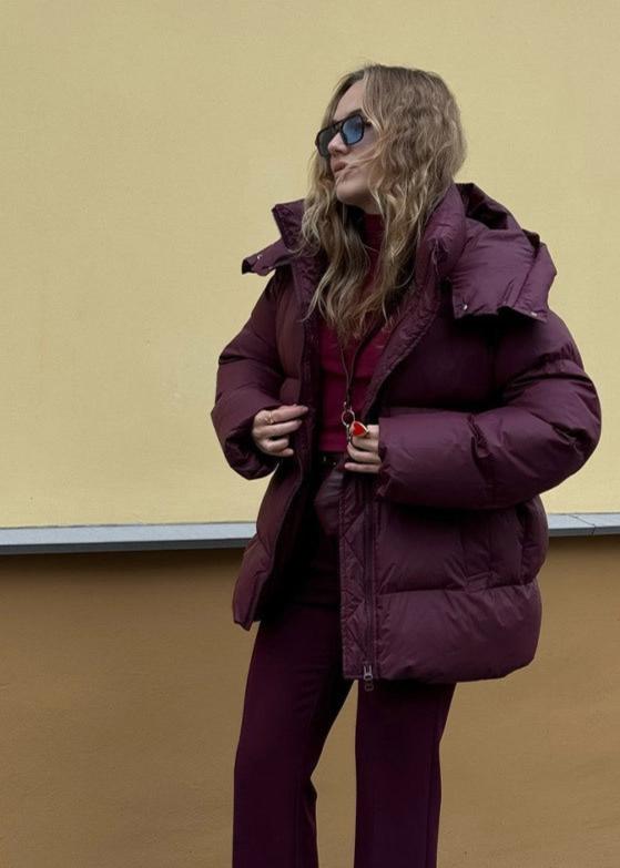 Drune | Burgundy Puffer Jacket - Luxe Winter Komfort