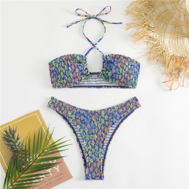 Damen Bikini-Set mit fröhlichem Wickeldesign und elastischem Bund Drune