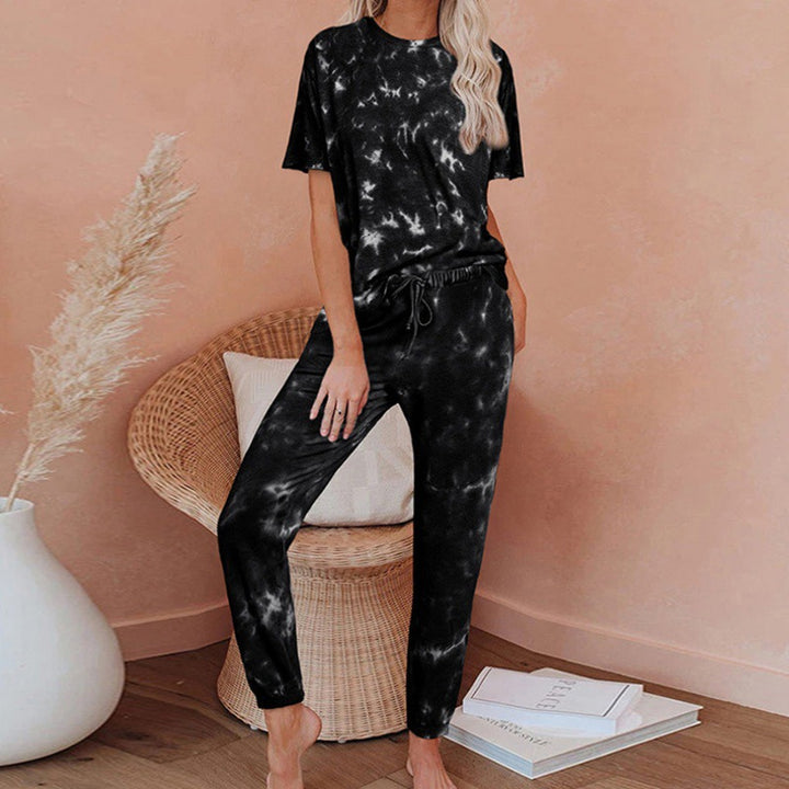 Damen Freizeit-Set mit modischem Batikdesign und elastischem Bund Drune