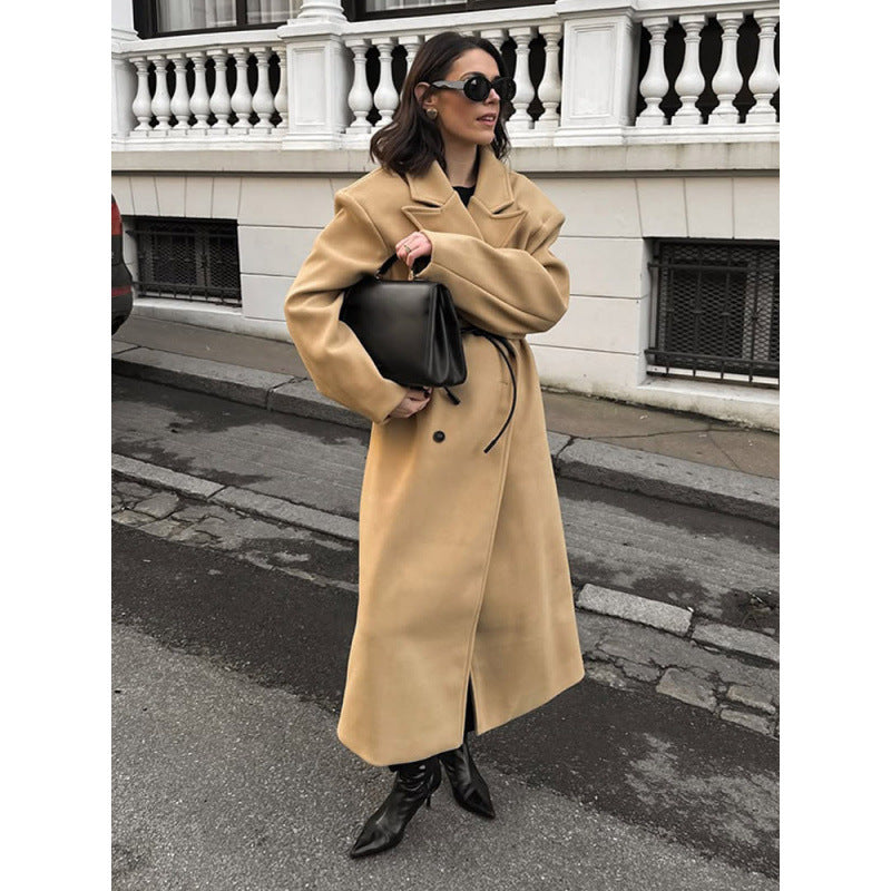 Damen eleganter Wollmantel im modernen Retro-Design Drune