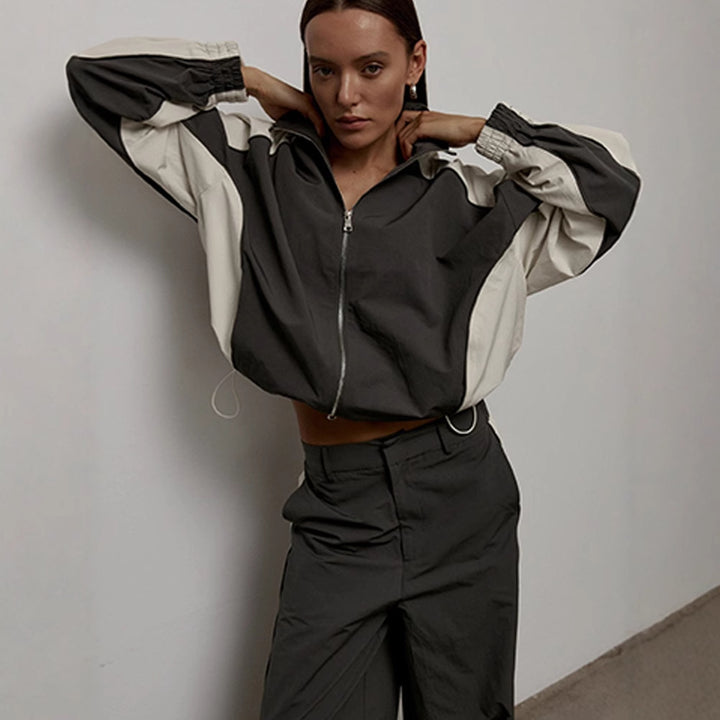 Damen Sportliche Jacke mit hohem Kragen und Reißverschluss Drune