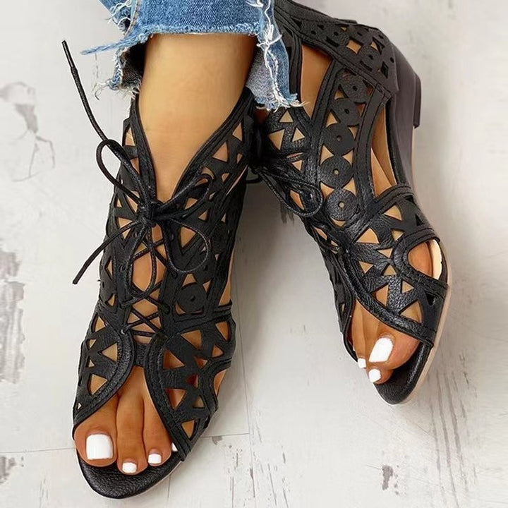Damen Schnürsandalen mit luftiger Cut-Out-Optik und rutschfester Sohle Drune