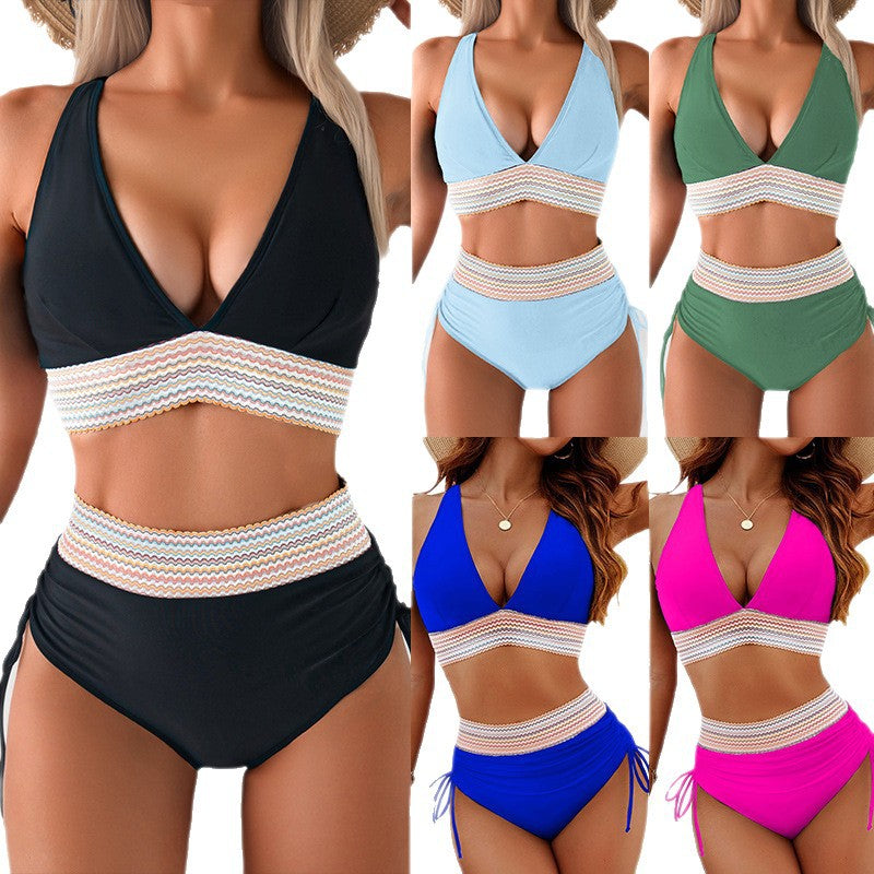 Damen Bikini-Set mit doppeltem Oberteil und verstellbaren Ruffy-Bindungen Drune