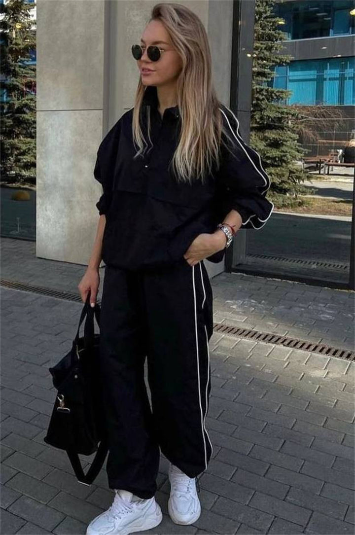 Damen sportliche Windjacke mit halbem Reißverschluss und elastischen Ärmeln Drune