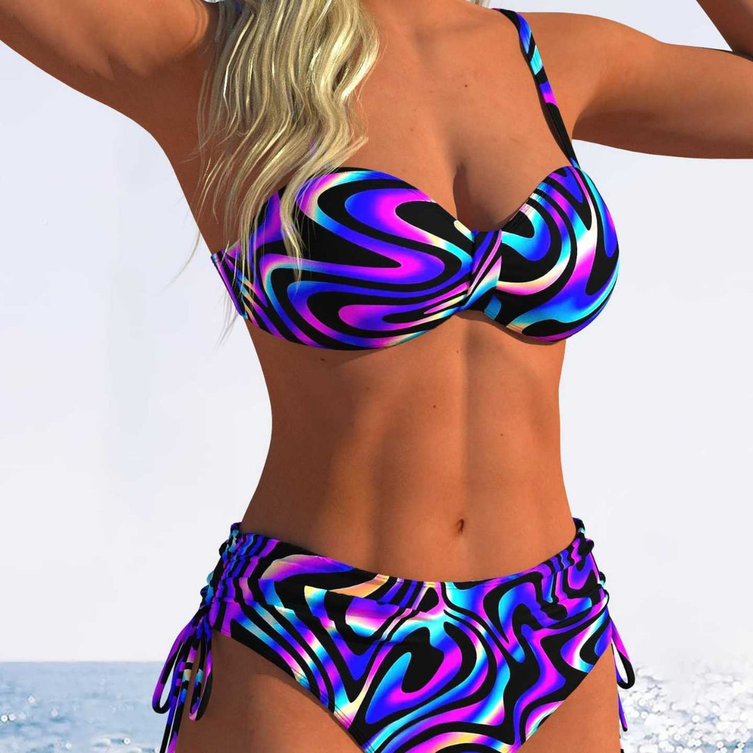 Damen Bikini-Set mit raffiniertem Knoten-Design und hoch taillierter Hose Drune