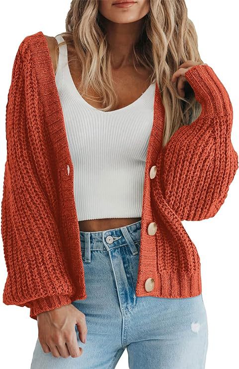 Damen Strickjacke mit Ballonärmeln Drune