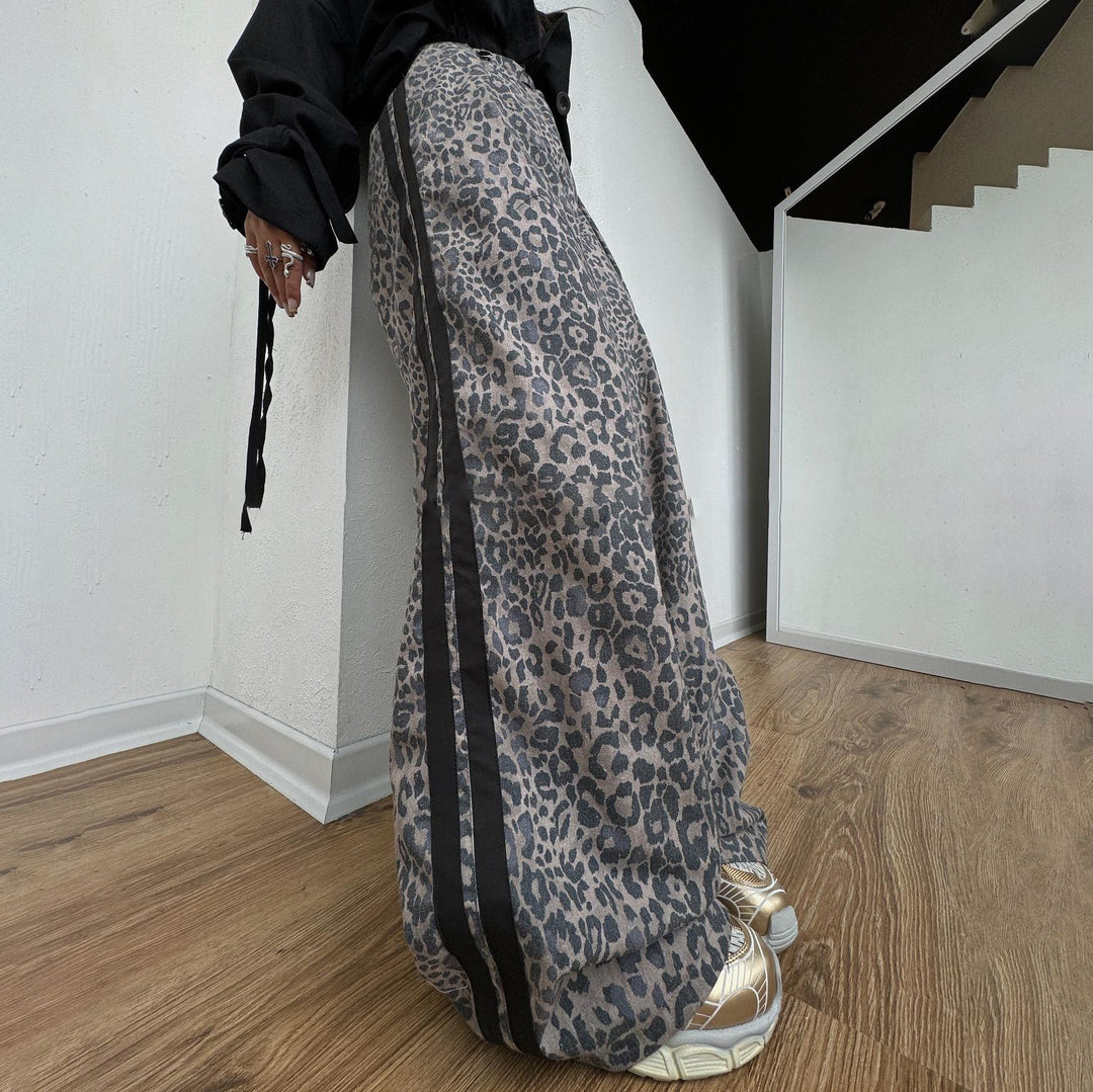 Damen Elegante Maxihose mit Leopardenmuster Drune