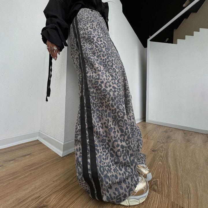 Damen Elegante Maxihose mit Leopardenmuster Drune