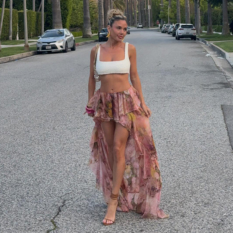Damen Rock mit floralen Volantdetails Drune