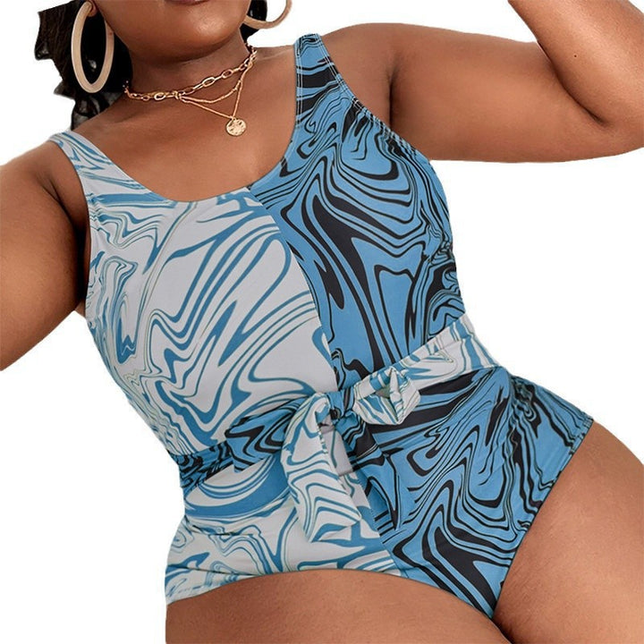 Damen eleganter Einteiler Badeanzug mit modernem Druck Drune