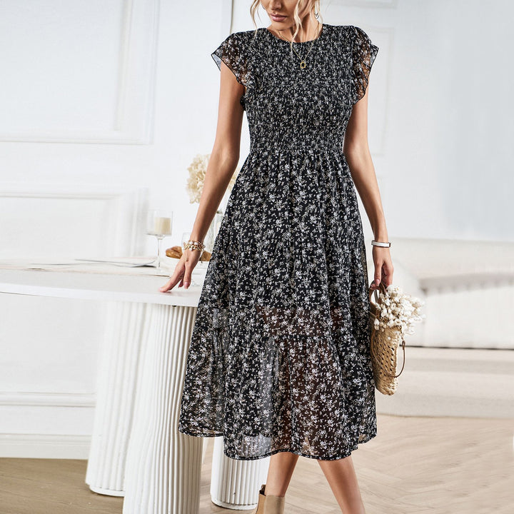 Damen Midikleid mit floralem Design und schmeichelndem Rüschensaum Drune